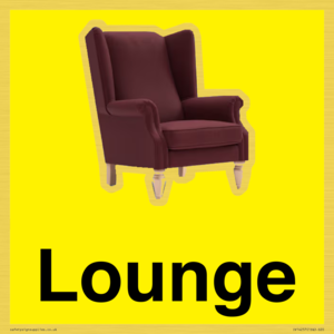 Lounge Dementia Friendly Yellow SIgn